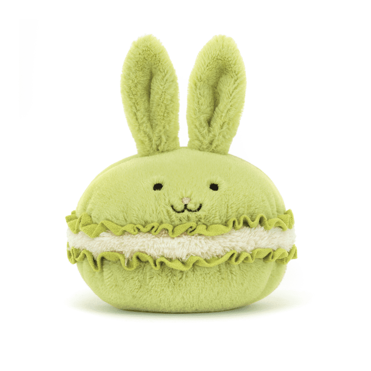 A green Dainty Dessert Bunny Macaron-shaped soft toy