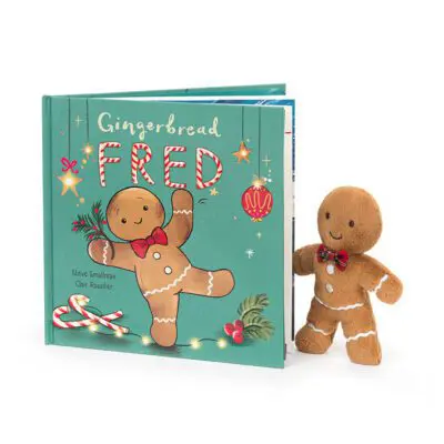 Gingerbread Fred story book featuring the soft toy character